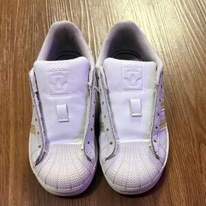 Adidas Kids White and Gold Sneakers